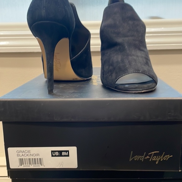 Lord & Taylor black suede, peep toe, cut out, high heel Shoes - Picture 5 of 5